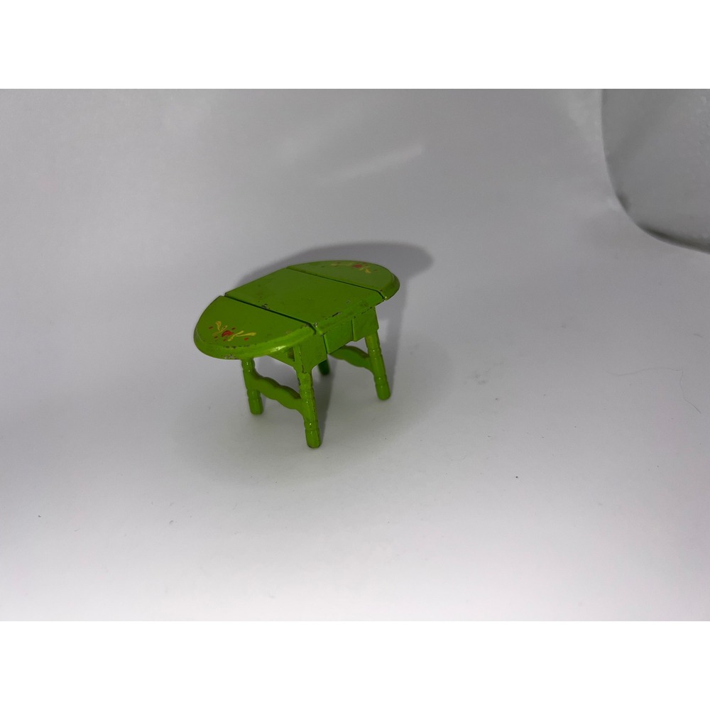 Vintage 1980s Mattel The Littles Die Cast Drop-Leaf Green Dining Room Table EUC